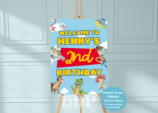 Toy Story Inspired Birthday Welcome Sign | Infinity and Beyond Birthday Editable Invite Template