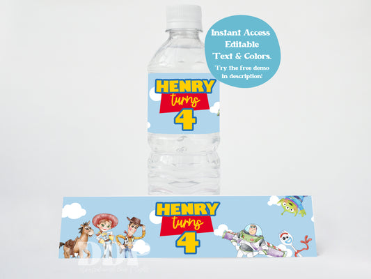 Toy Story Inspired Birthday Water Bottle Label | Toy Story Party | Woody Buzz Lightyear Printable Party Decor