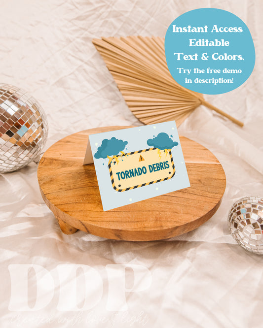 TWONADO / FOURNADO Food Tent Label | Tornado Printable Party Decor Buffet Cards | Twister Storm Party | Hurricane Party Food Labels