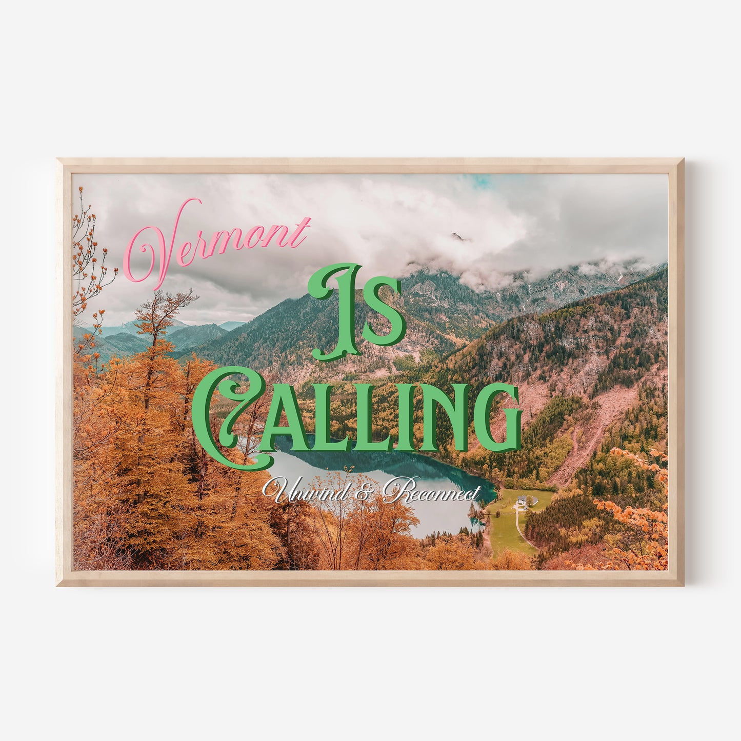 Vermont is Calling Print | Vermont Mountains Travel Poster | Digital Wall Art