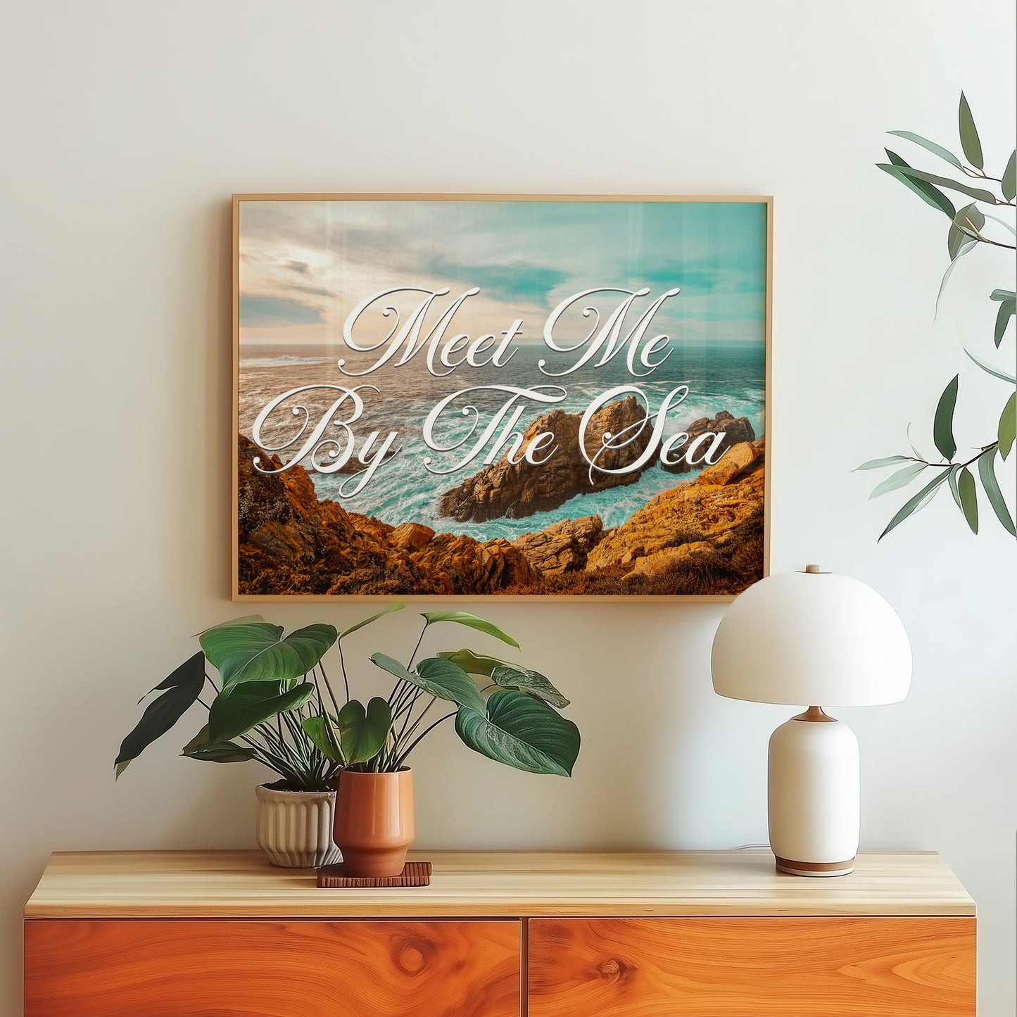 Meet Me By the Sea Postcard Print | Ocean Beach Travel Poster | Digital Wall Art