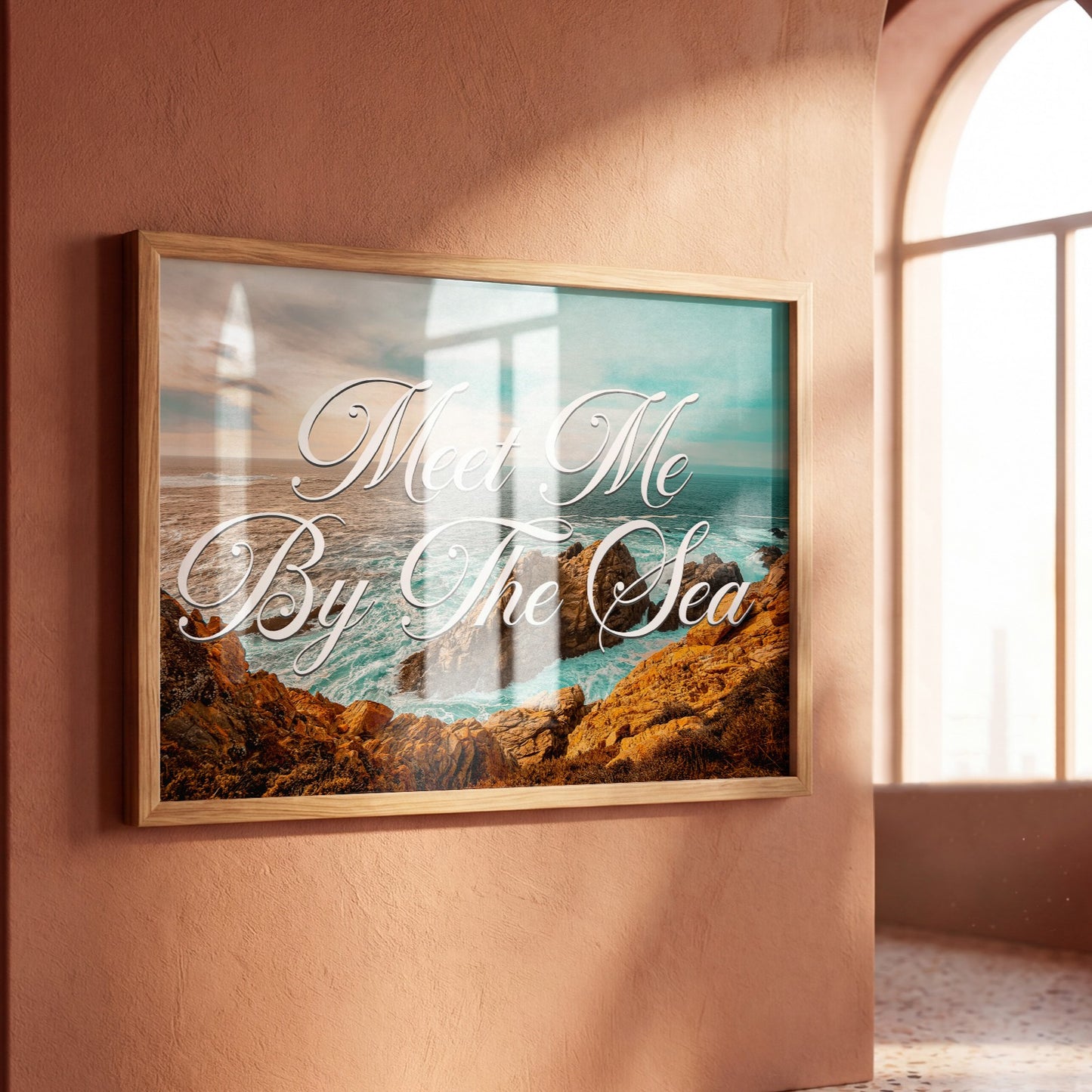 Meet Me By the Sea Postcard Print | Ocean Beach Travel Poster | Digital Wall Art