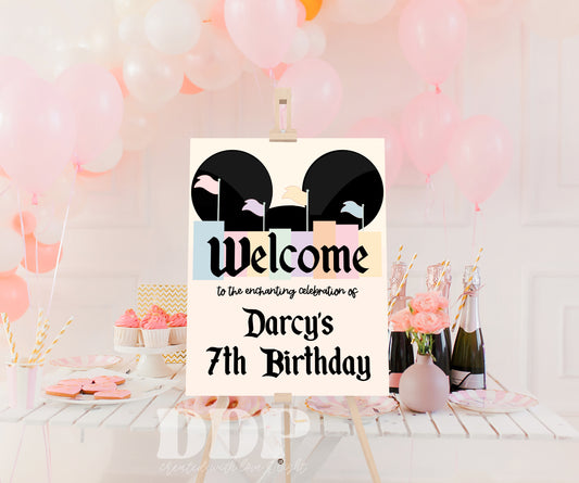 Disneyland Inspired Welcome Sign | Vintage Disneyland Printable Party Supplies