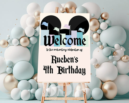 Disneyland Inspired Birthday Welcome Sign | Happiest Birthday On Earth | Disneyland Printable Party Supplies