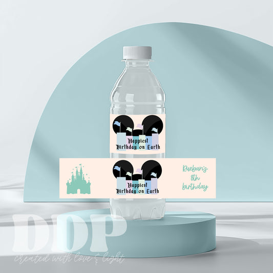 Disneyland Water Bottle Label | Vintage Disney Park Birthday Editable Water Bottle Label Template | Disney Boy Birthday