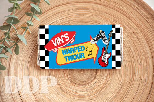 Warped Tour 2nd Birthday Chocolate Bar Label | Warped Two-ur Birthday Party | Rock Concert Candy Wrapper