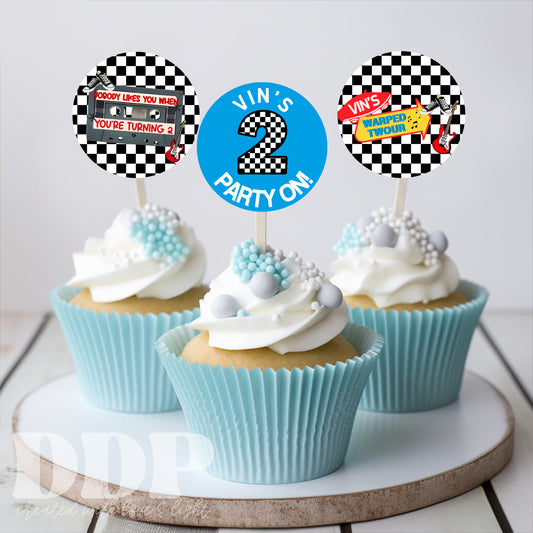 Warped Tour Cupcake Topper | Warped Two-ur Cupcake Topper | Rock Concert Printable Party Decor