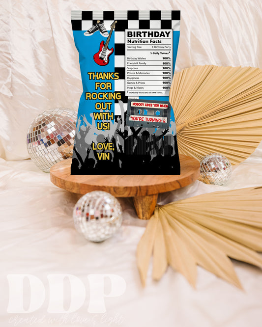 Warped Tour 2nd Birthday Chips Bag Label | Warped Two-ur Printable Party Decor | Rock Concert Treat Bag Label