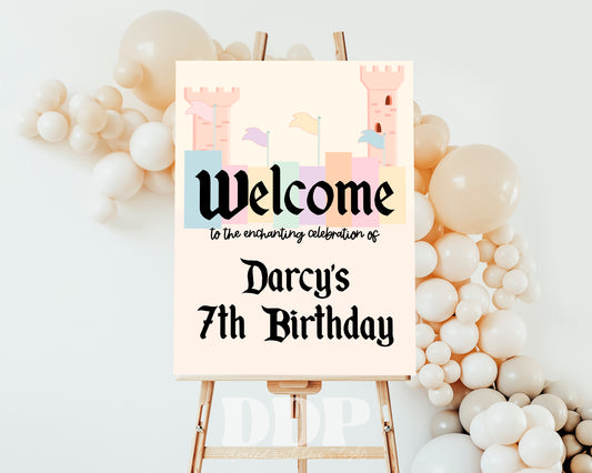 YOUland Vintage Theme Park Welcome Sign | Retro Pink Theme Park Party Supplies | Disney Party Printable Decor