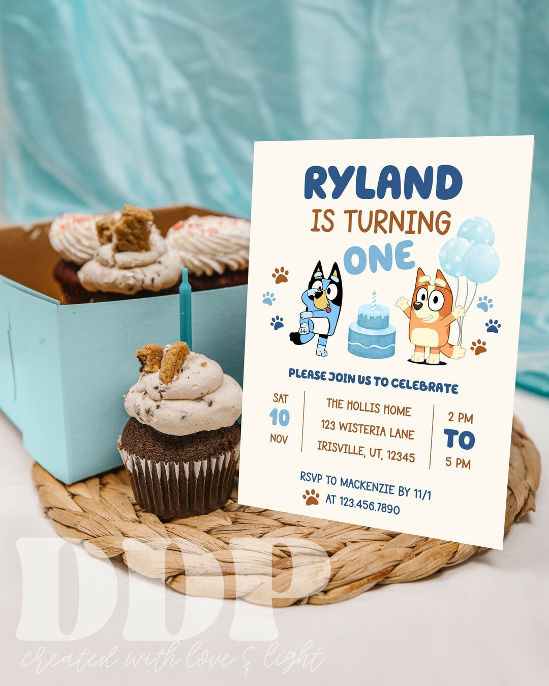 Blue Heeler Tan Themed Birthday Party Invitation | Boys Beige Australian Dog Birthday Editable Invite Template