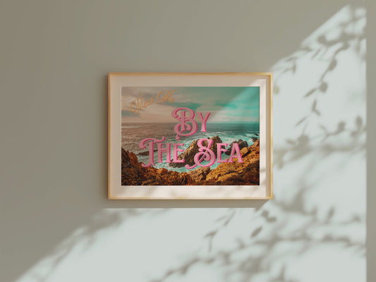 Meet Me By the Sea Postcard Print | Ocean Beach Travel Poster | Digital Wall Art