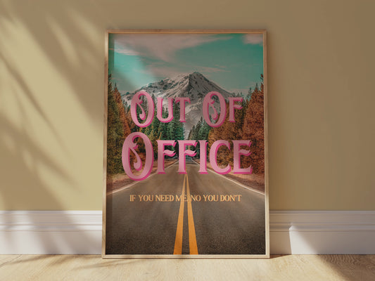 Out of Office Wall Print | Montana Mountain | Mountain Landscape Art Poster | Digital Wall Art