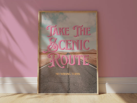 Mojave Desert Printable Wall Art | Route 66 Wall Art | Take the Scenic Route Road Trip Print | Digital Wall Art