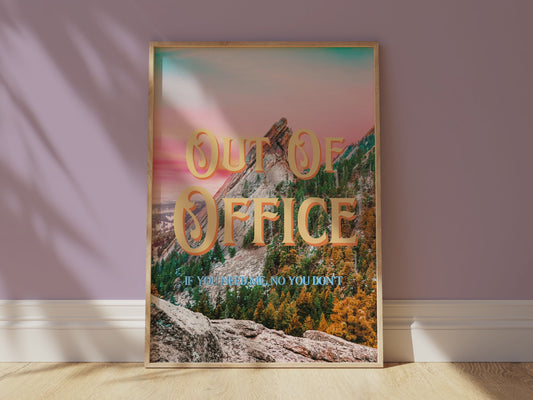 Out of Office Wall Print | Colorful Colorado Mountain | Mountain Landscape Art Poster | Digital Wall Art