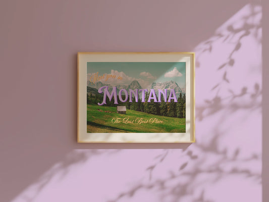 Meet You In Montana Print | Montana Mountain Travel Poster | Montana Digital Wall Art