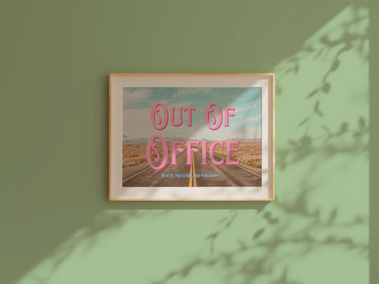 Retro Postcard Print: Out Of Office | Digital Wall Art