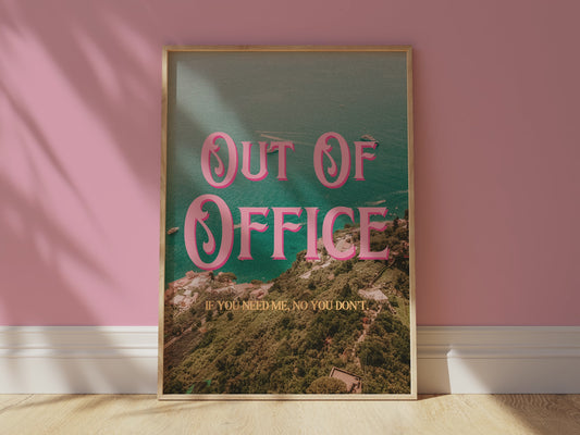 Out of Office Art Print | California Ocean Cliffs Travel Poster | Digital Wall Art