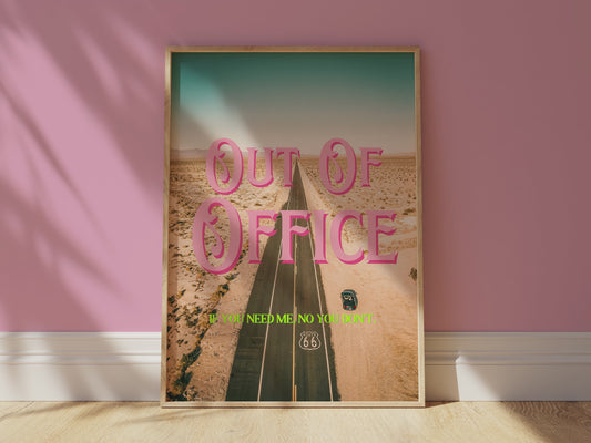Retro Postcard Print: Out Of Office Road Trip | Digital Wall Art