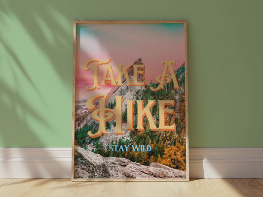 Take a Hike Wall Print | Colorful Colorado Mountain | Mountain Landscape Art Poster | Digital Wall Art