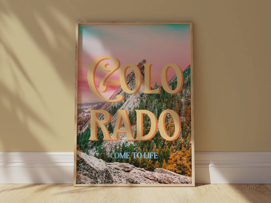 Colorado State Art Print | Colorful Colorado Mountain Travel Poster | Digital Wall Art