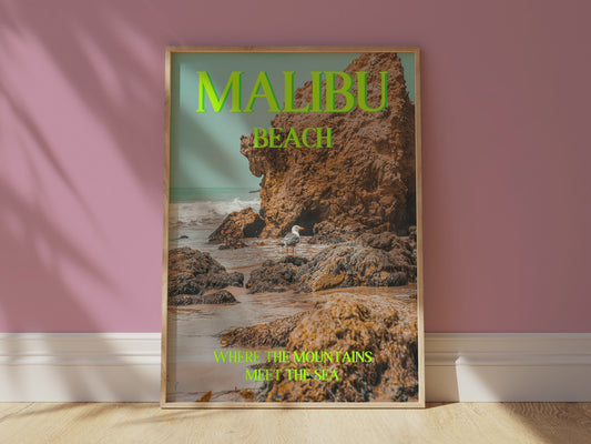 Malibu Art Print | California Travel Poster | Malibu Beach Postcard Art | Digital Wall Art