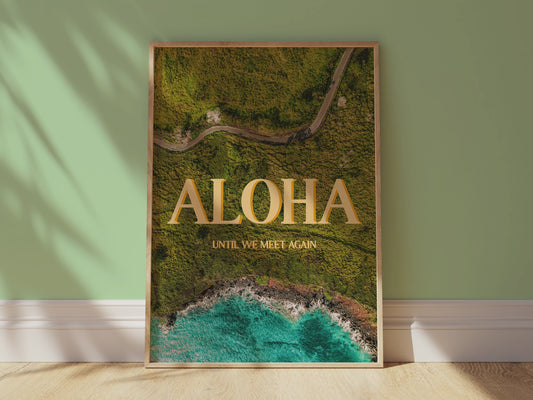 Hawaii Yellow Aloha Print | Hawaiian Roads Travel Poster | Digital Wall Art