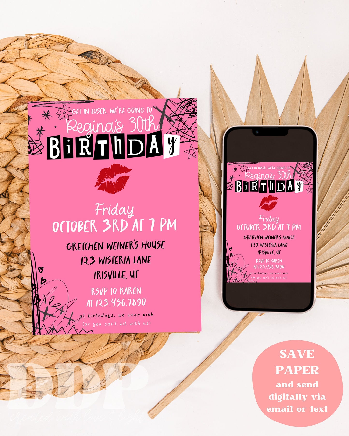 Mean Girls Birthday Invite | Mean Girls Y2k Party Invite | Early 2000s Birthday Invite | 30th Birthday Party | Editable Template A11