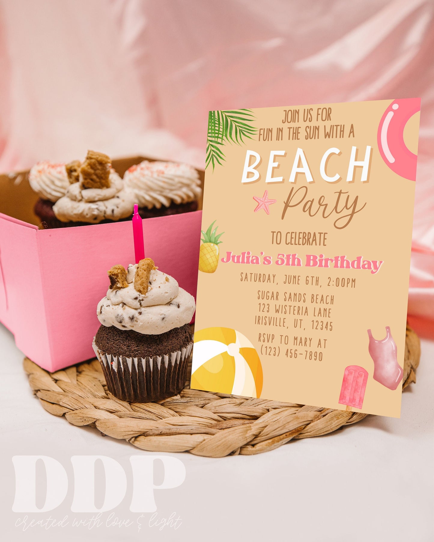 ANY AGE Girl Beach Birthday Invite | Beach Birthday Invite | Kids Summer Birthday Party Invite | Editable Template | Instant Download