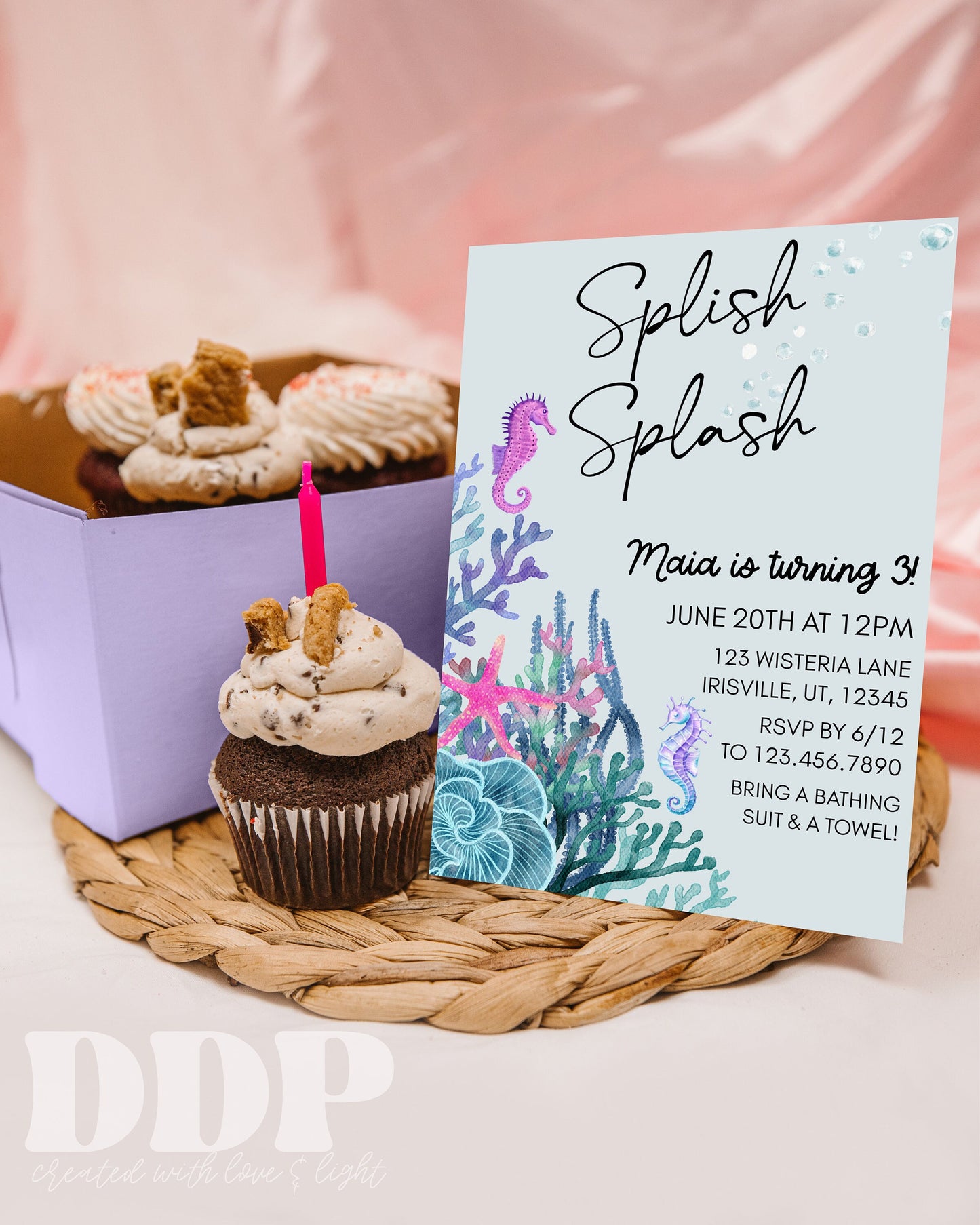 ANY AGE Splish Splash Seahorse Birthday Invite | Seahorse Birthday Invitation | Under the Sea Birthday Party Invite | Instant Download