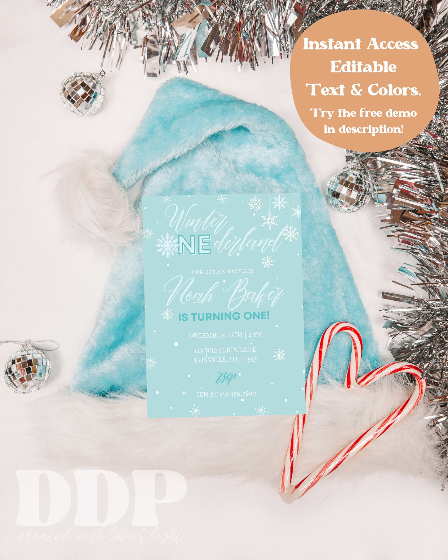 Winter ONEderland Boy Birthday Invite | Snowflake Party Invite | Editable Winter Wonderland Birthday Invite | Instant Download