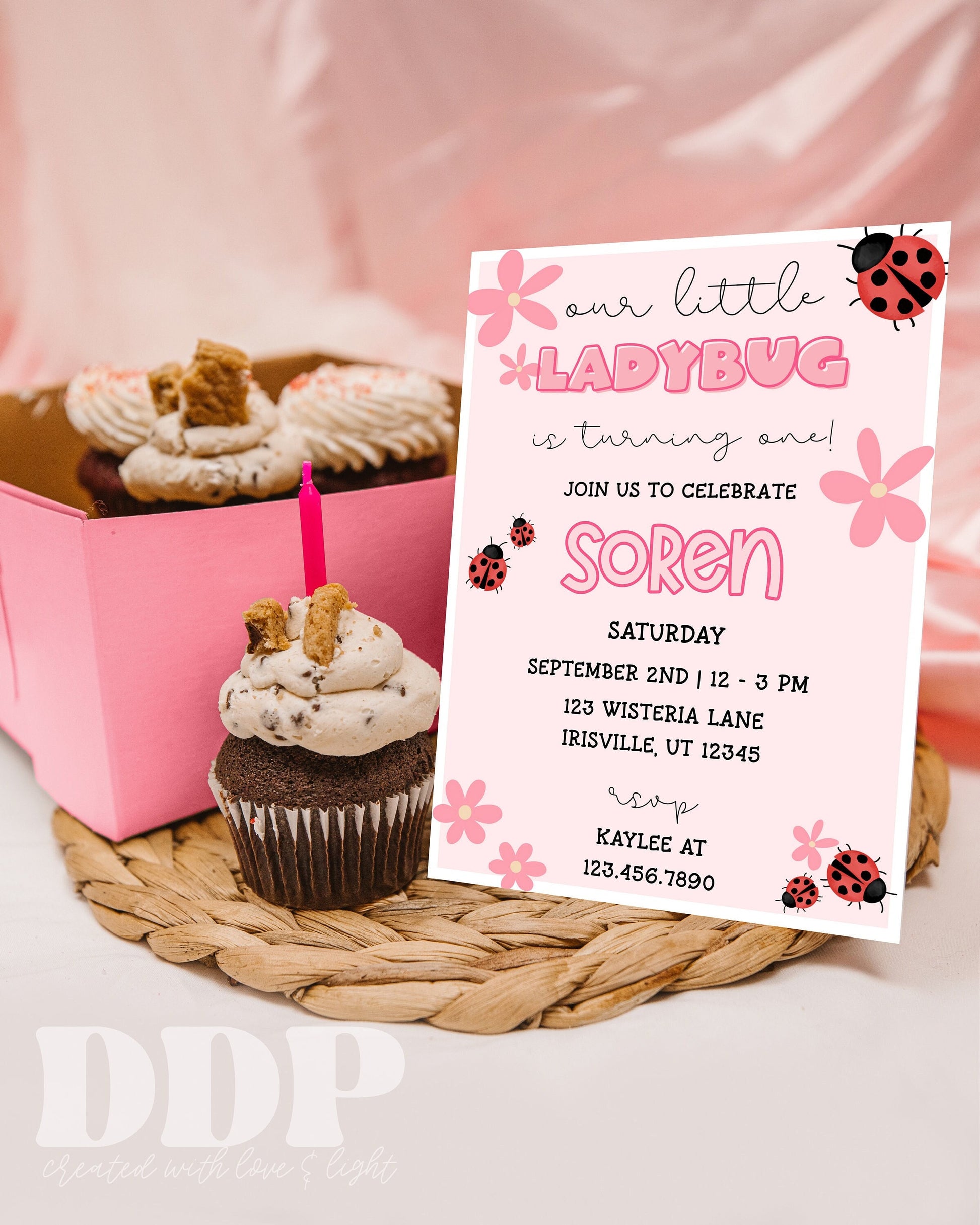 ANY AGE Modern Ladybug Birthday Party Invitation | Little Lady Birthday Invite | Spring Summer Birthday | Ladybug Birthday Invite