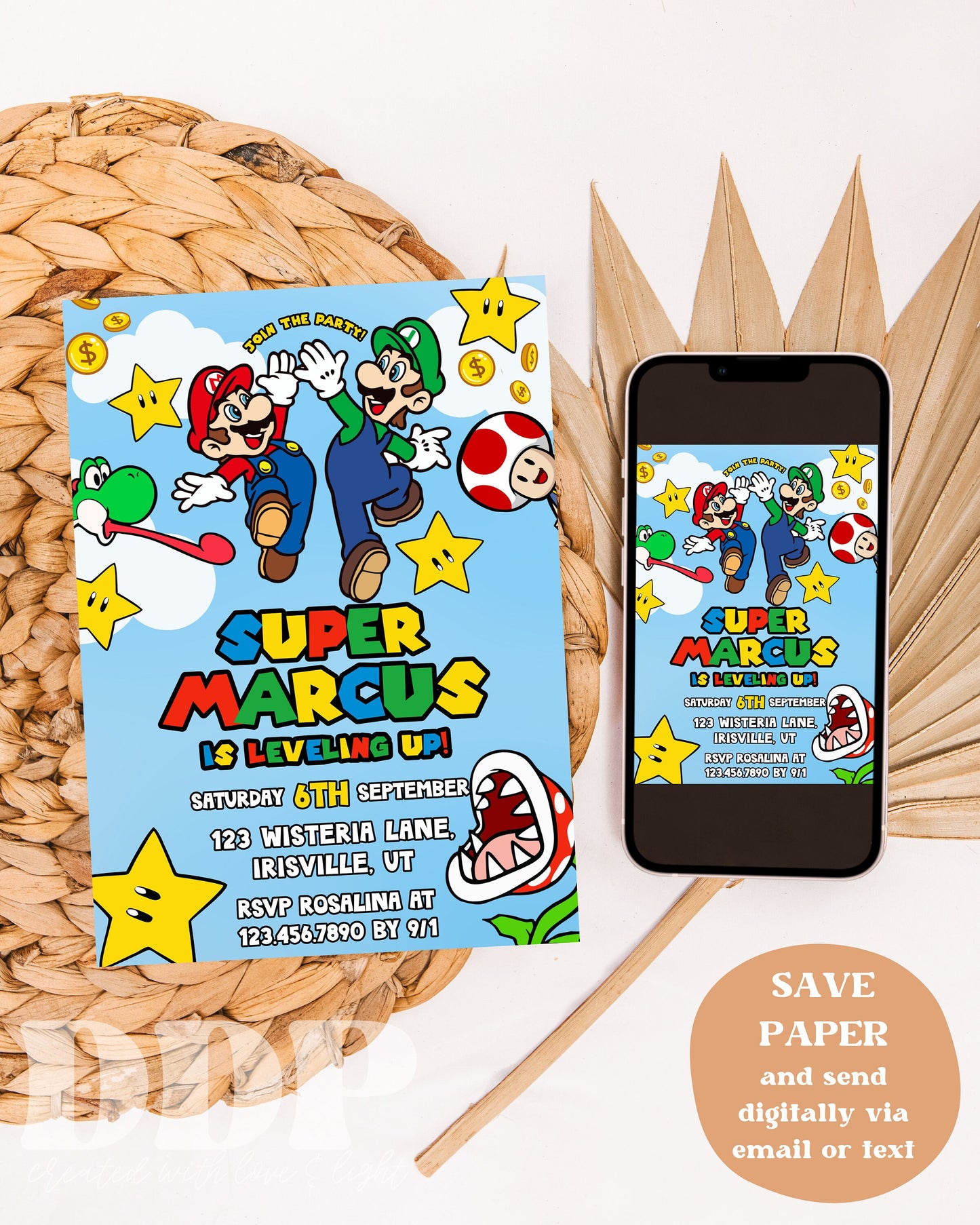 ANY AGE Super Mario Birthday Invite | Mario Inspired Birthday Party Invite | Super Mario Birthday Invitation | Mario Bros Theme Birthday