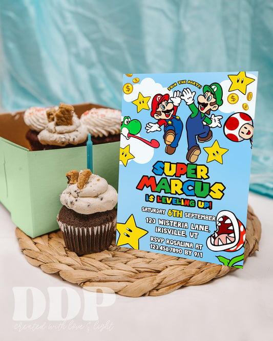 ANY AGE Super Mario Birthday Invite | Mario Inspired Birthday Party Invite | Super Mario Birthday Invitation | Mario Bros Theme Birthday