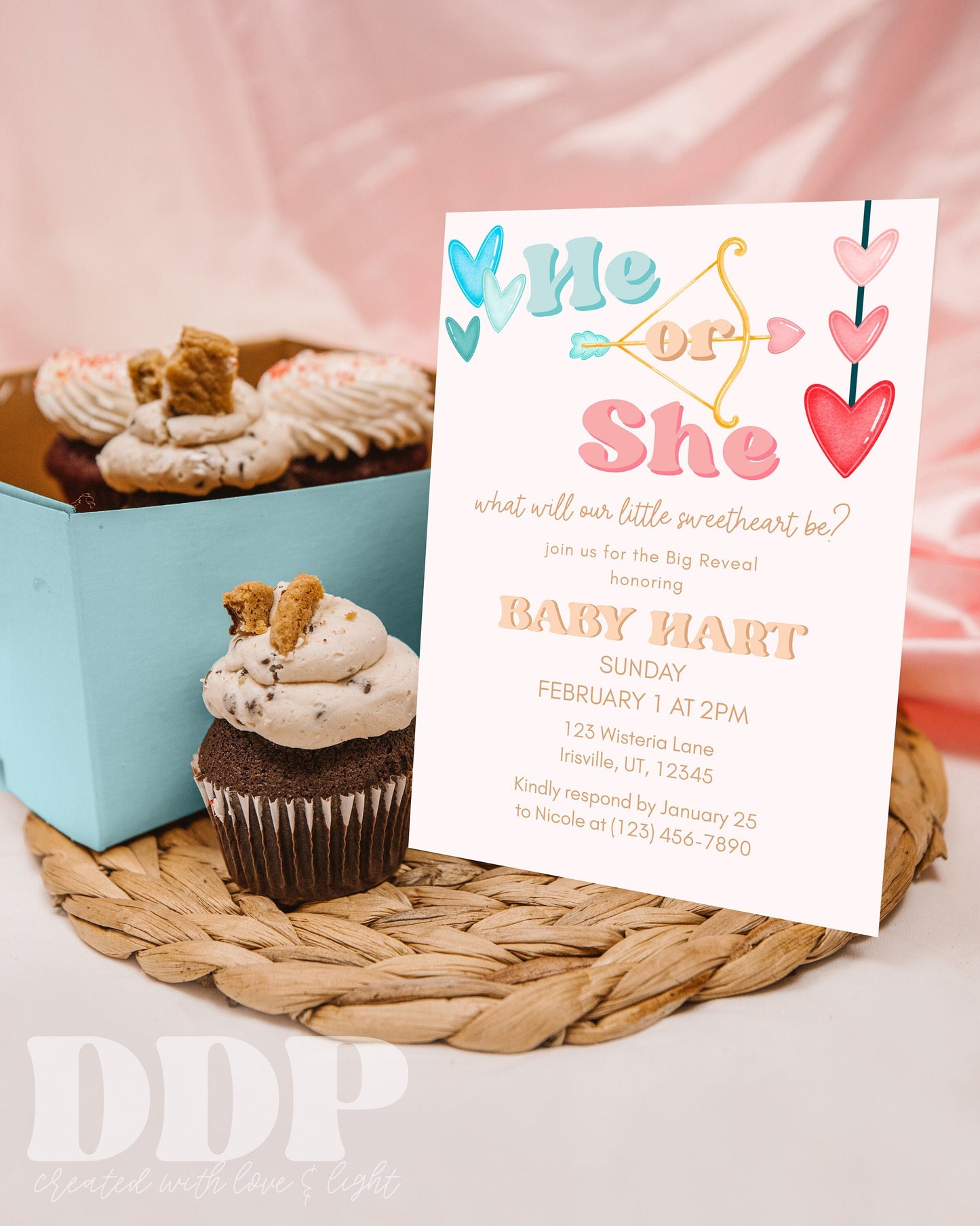 Valentine Gender Reveal Invitation | Valentines Day Gender Reveal Invite | Sweetheart Gender Reveal Party | Printable Invite | Gender Reveal