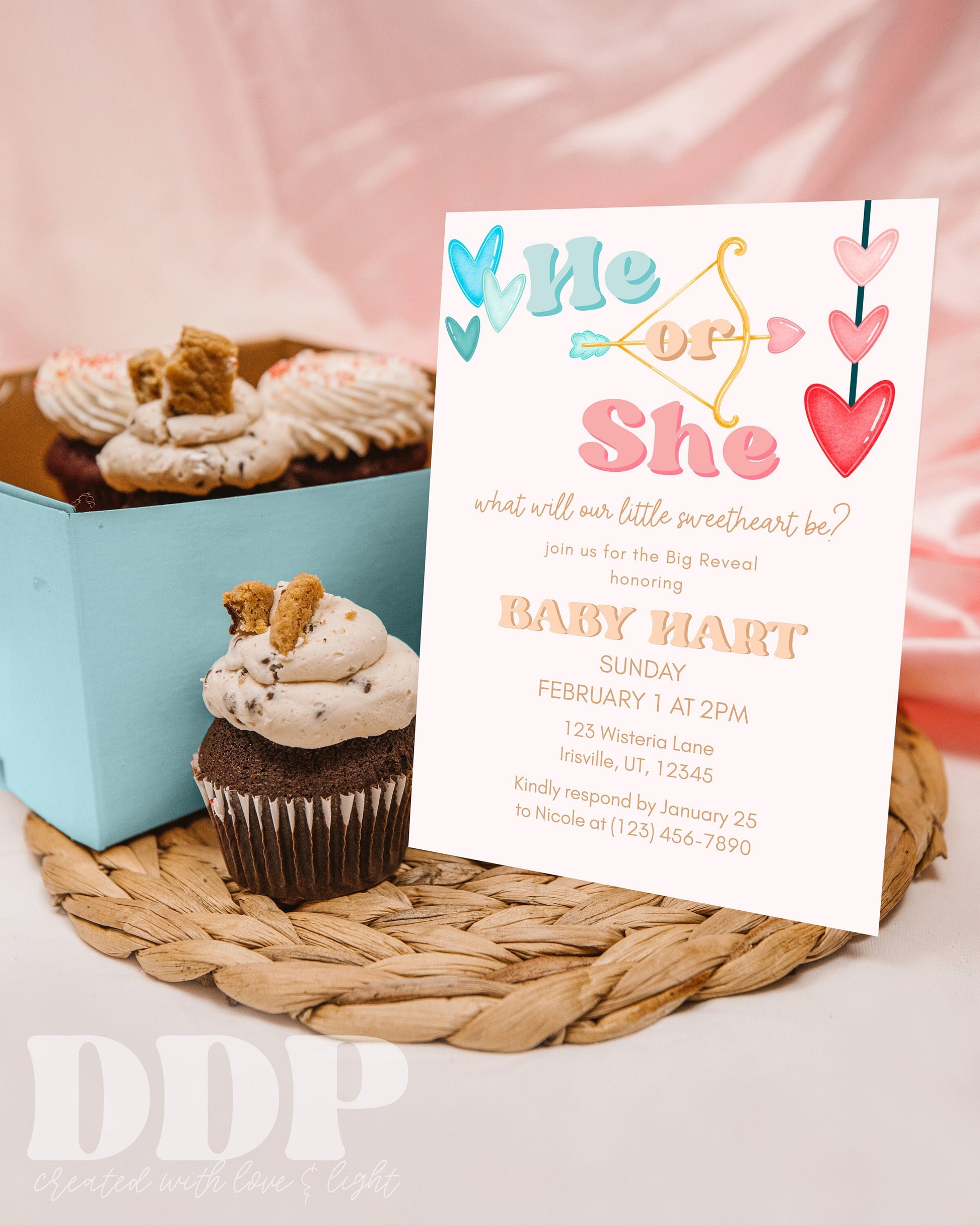 Valentine Gender Reveal Invitation | Valentines Day Gender Reveal Invite | Sweetheart Gender Reveal Party | Printable Invite | Gender Reveal