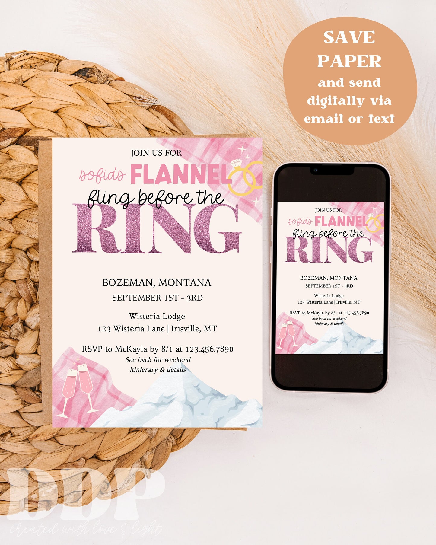 Flannel Fling Before the Ring Bachelorette Weekend Invitation | Fall Bachelorette Party Invite | Bachelorette Girls Trip Printable Itinerary