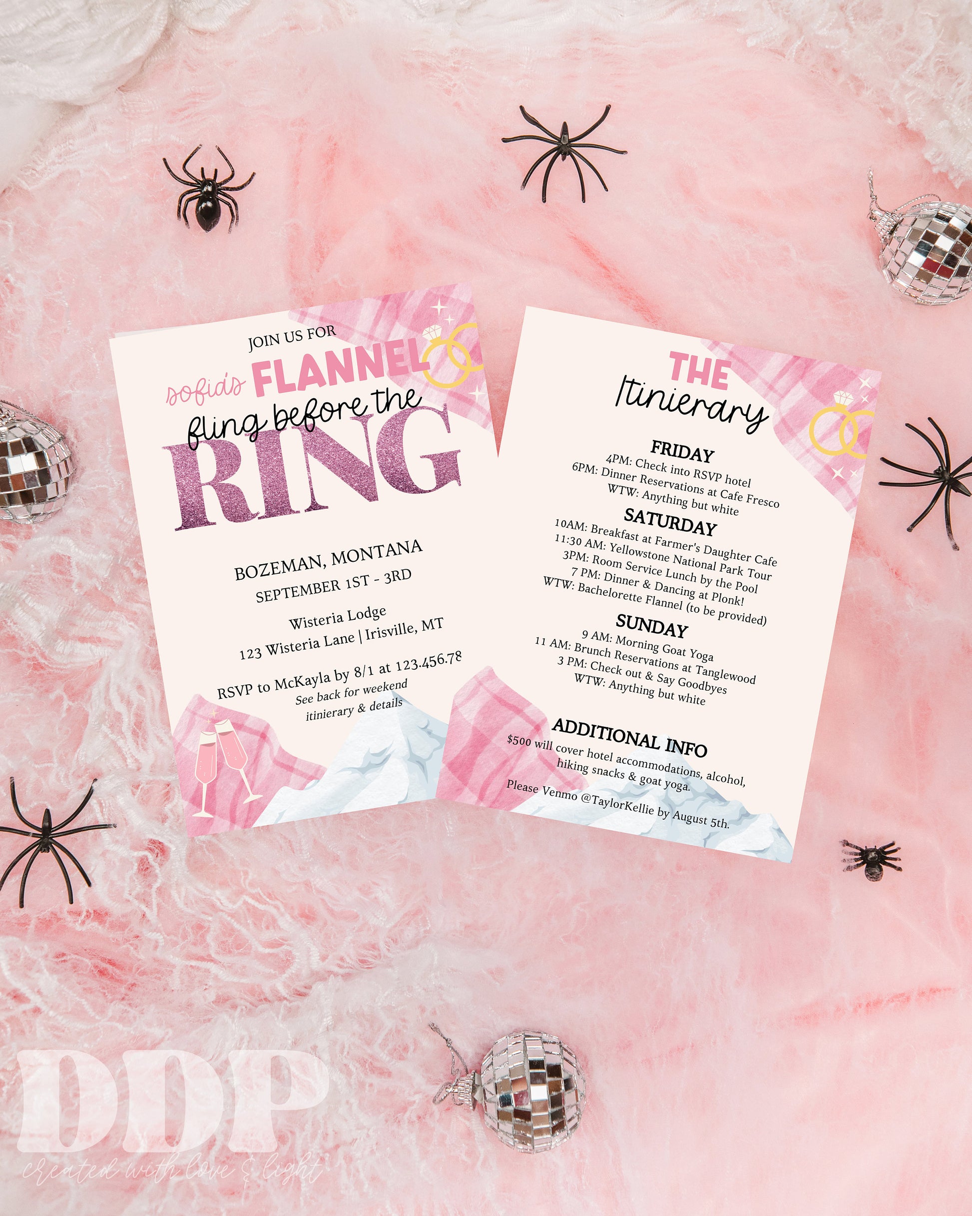 Flannel Fling Before the Ring Bachelorette Weekend Invitation | Fall Bachelorette Party Invite | Bachelorette Girls Trip Printable Itinerary