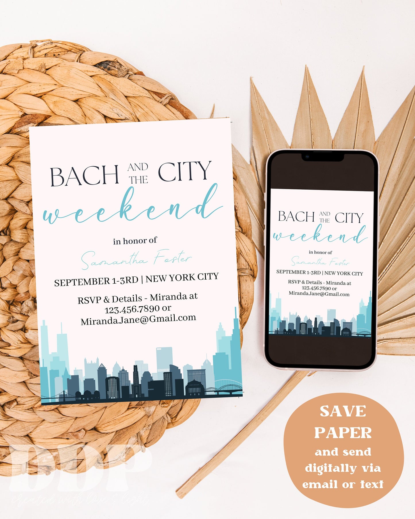 Bach and the City Bachelorette Party Invitation | NYC Bachelorette Party Invite | Bach and the City Blue Bachelorette Weekend | Printable