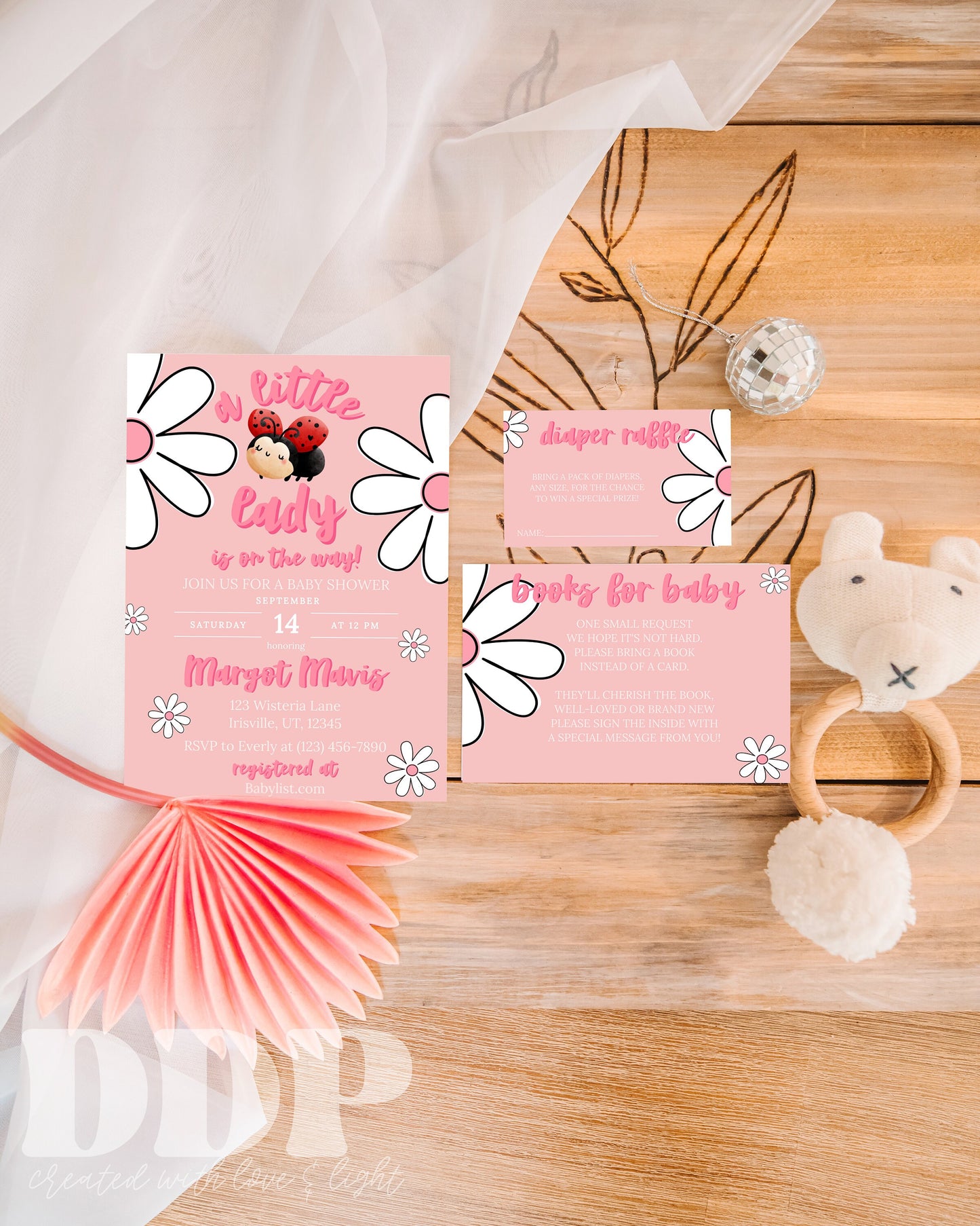 Little Ladybug Baby Shower Invitation Suite | Ladybug Baby Shower Invite Bundle | Spring Baby Shower | Summer Baby Shower Printable Invite