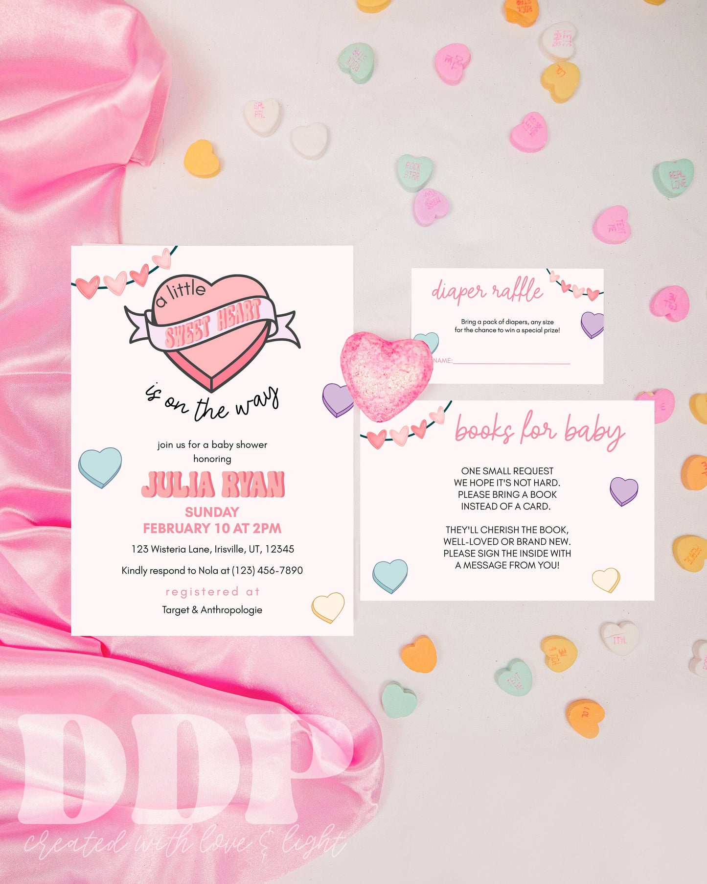 A Little Sweetheart is on the Way Baby Shower Invitation Suite | Valentine's Day Baby Shower Invite | Candy Heart Baby Shower Invite