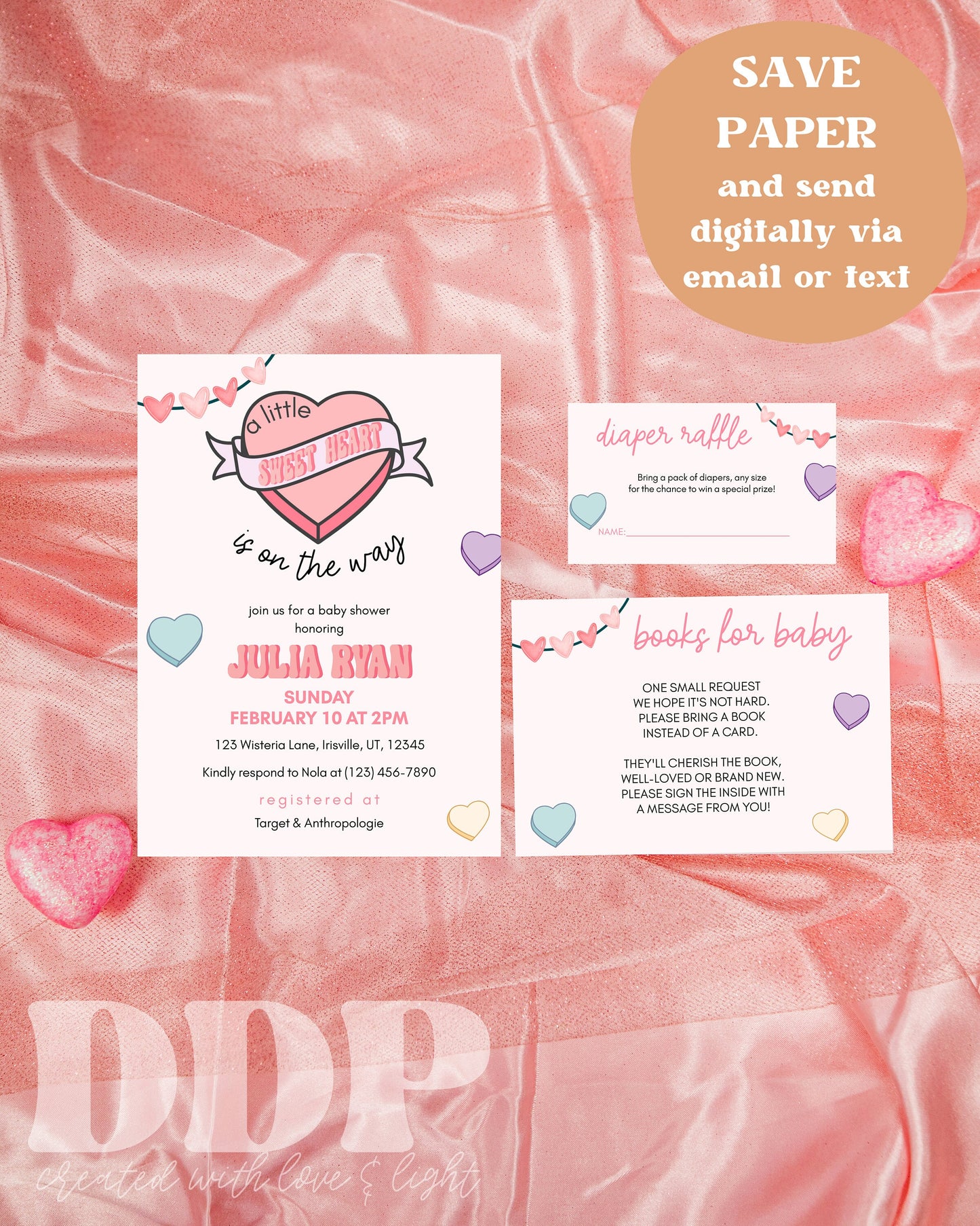 A Little Sweetheart is on the Way Baby Shower Invitation Suite | Valentine's Day Baby Shower Invite | Candy Heart Baby Shower Invite