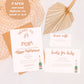 Ready to Pop Beige Baby Shower Invitation Suite | Gender Neutral Baby Shower Invite | Minimalist Baby Shower Suite