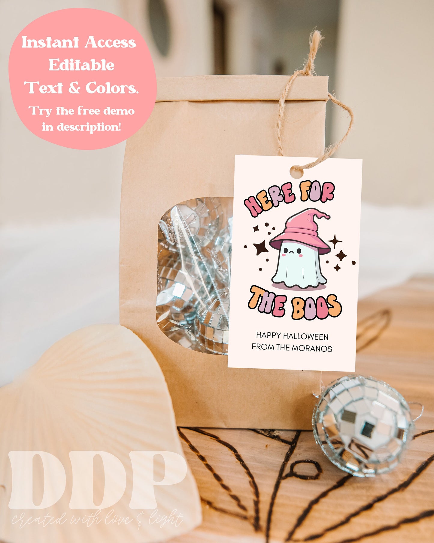 HERE for the BOOS Halloween Gift Tag | Ghost Halloween Gift Label | Halloween Gift Tag | Editable Halloween Treat Favor Tag