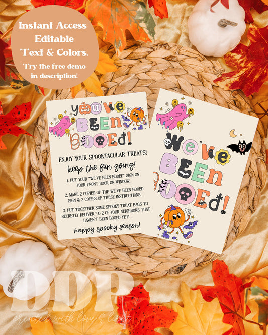 RETRO PASTEL You've Been Booed Halloween Game Printable | We've Been Booed Template | Halloween Neighborhood Game | Halloween Game Modern