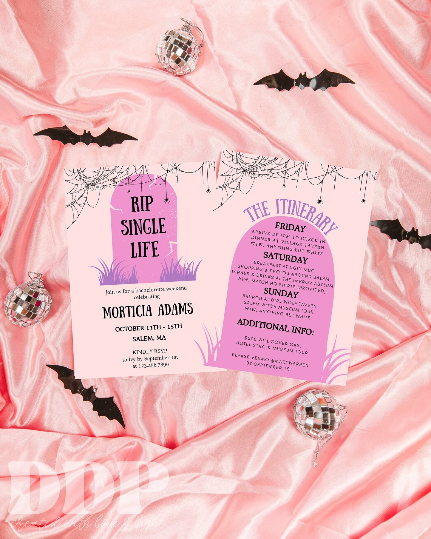 RIP SINGLE LIFE Bachelorette Party Invitation and Itinerary Template | Halloween Bach Party | Spooky Bach Invite | Editable Printable Invite