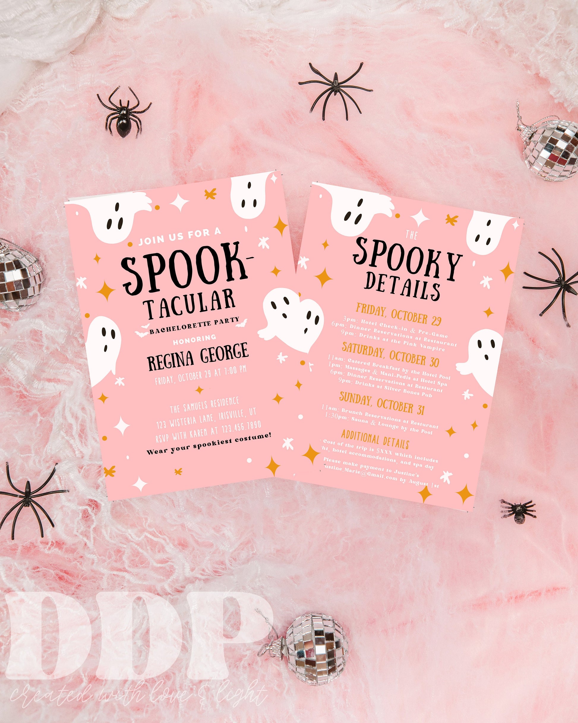 Spooky Bachelorette Weekend Invitation | Halloween Bachelorette Party Invite | Bachelorette Girls Trip Printable Itinerary Invite