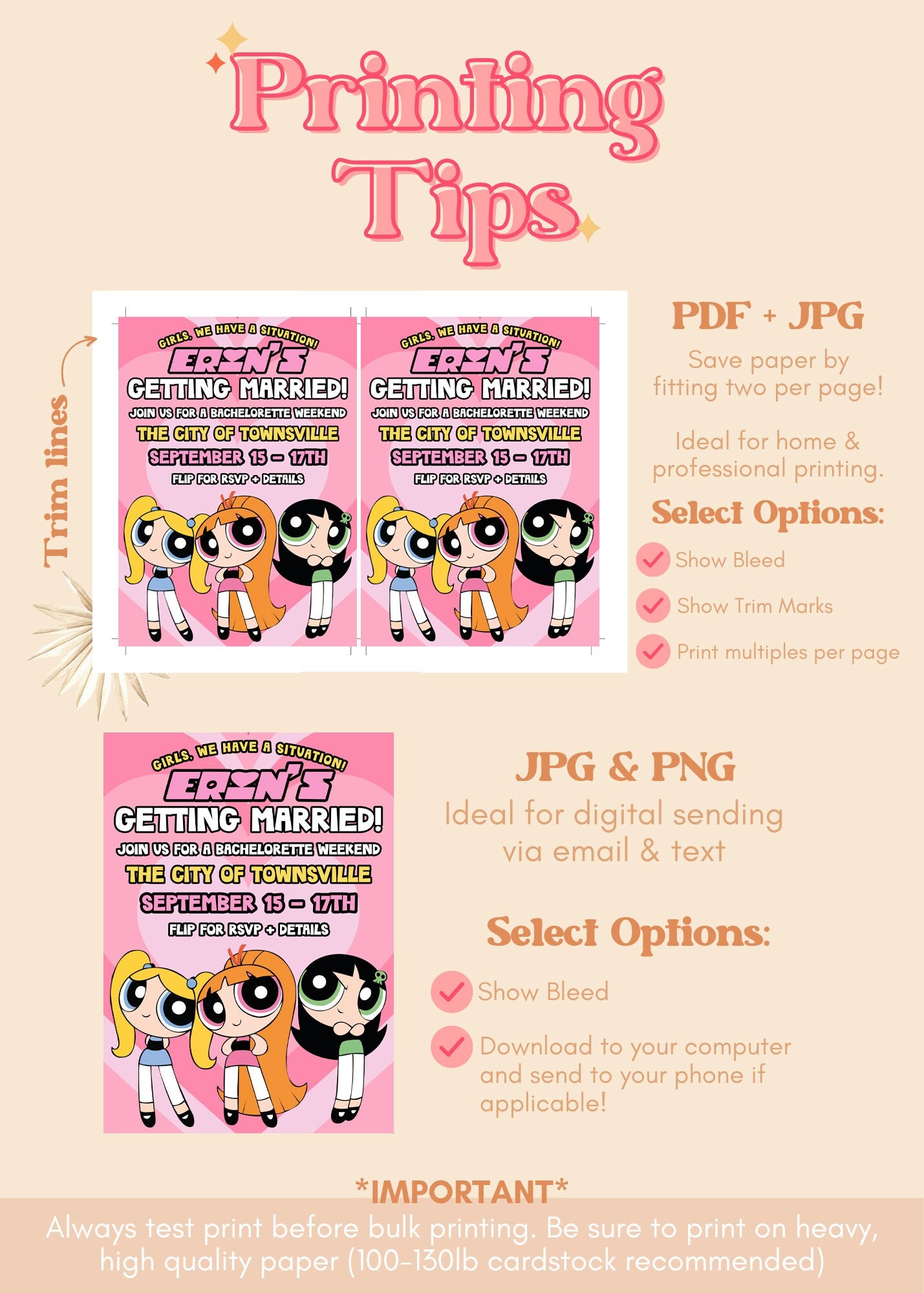 Powerpuff Girls Bachelorette Party Invitation | Powerpuff Bachelorette Party Invite | Girl Power Bach Girls Trip Itinerary | Y2K Invite