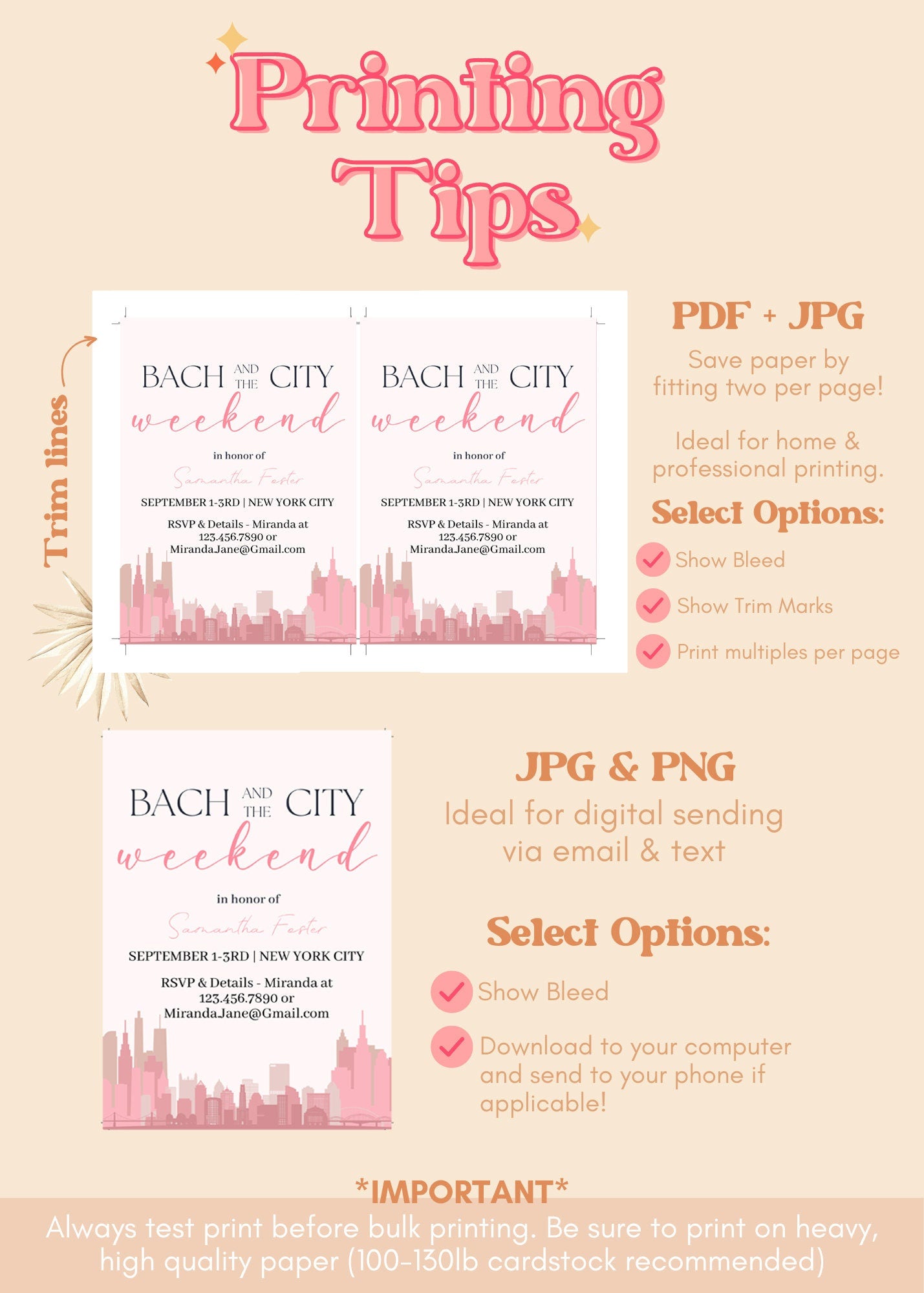 Bach and the City Pink Bachelorette Weekend Invitation | NYC Bachelorette Party Invite | Bachelorette Girls Trip Printable Itinerary