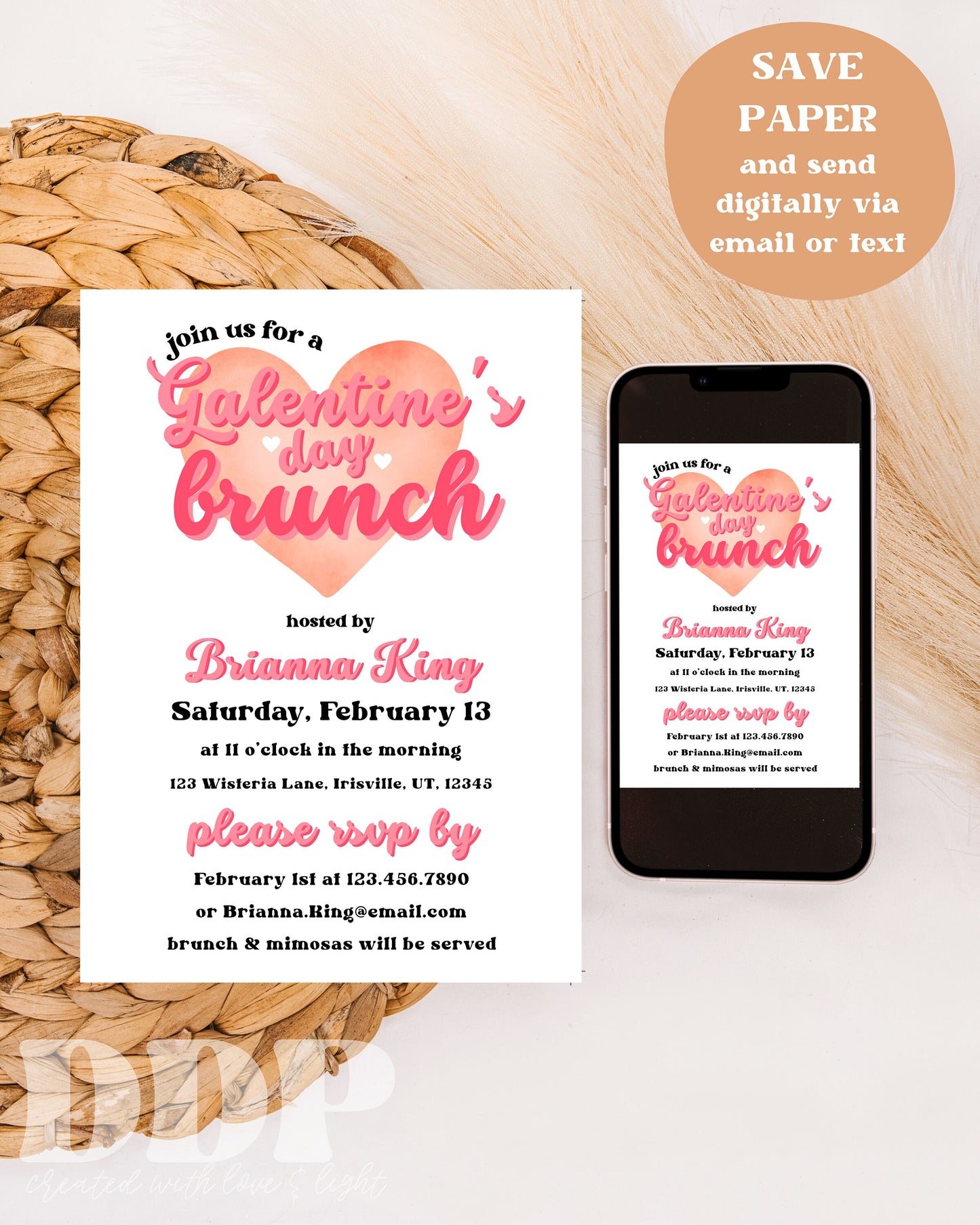 Galentine's Day Brunch Invitation | Galentine's Day Party Invite | Galentines Invitation | Valentine's Day Party Invite | Editable Template