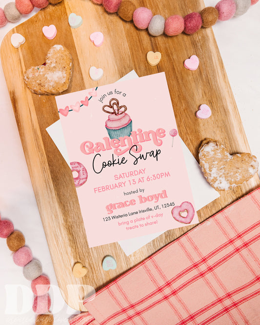 Galentine's Day Cookie Swap Invitation | Galentine's Day Party Invite | Galentines Invitation | Valentine's Party Invite | Editable Template